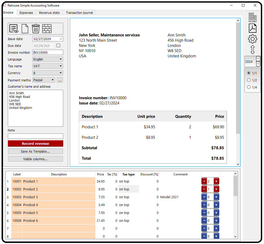 Preview of retrozee's Invoice Maker